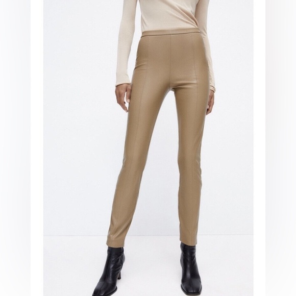 NWT Zara Faux Leather Skinny Women's Pants Leggings with Side Zipper XS - Picture 2 of 4